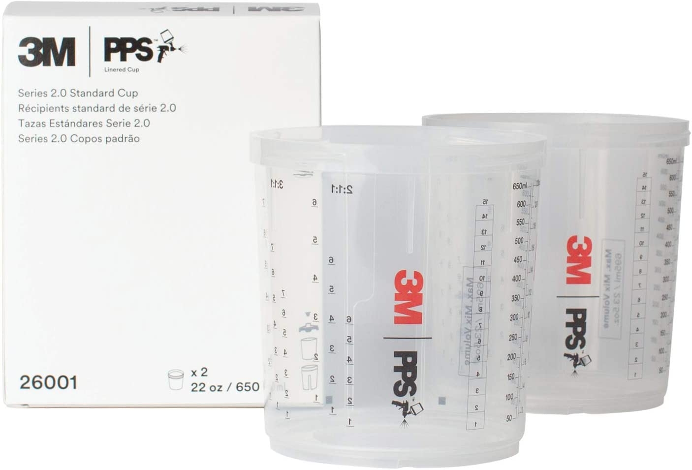 Pahar pentru vopsea pps 2.0 standard 26001, 650 ml, reutilizabil, plastic