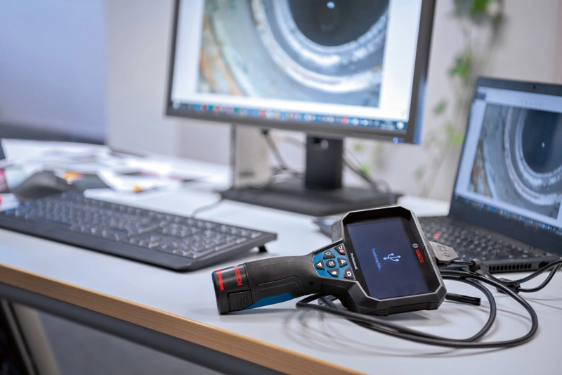 Camera pentru inspectie gic 12v-5-27 c professional , rezolutie display 1280 x 720 px, usb tip c, card micro sd, cu 4 baterii si adaptor