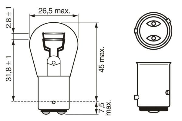 Bec auto lampa ceata spate p21/4w 12v 21/4w baz15d pure light bl