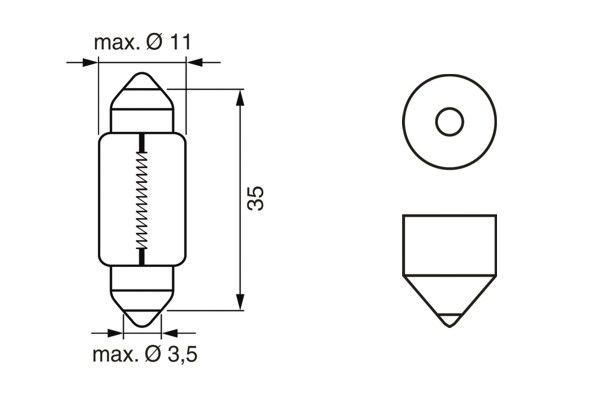 Bec auto iluminare numar inmatriculare c5w, e1 2el, 12v 5w pure light ws, se vinde la set de 10 bucati/pret pe bucata