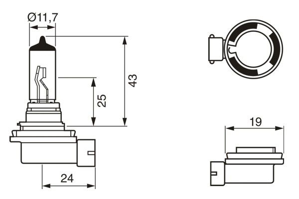 Bec auto incandescent e1 2xw, h11, 24v 70w trucklight