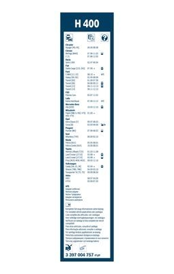 Lamela stergator pasager sau luneta, twin rear h400 , lungime 400 mm bosch