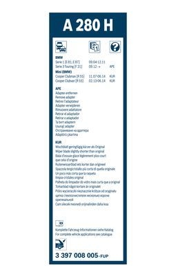 Lamela stergator luneta aerotwin rear a280h , lungime 280 mm, fara carcasa