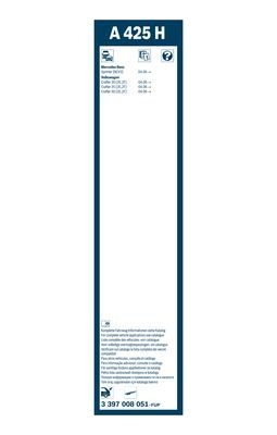 Stergator luneta aerotwin rear a425h , lungime 425 mm, fara carcasa