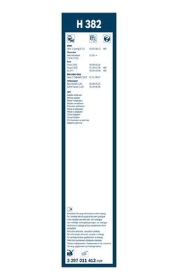 Lamela stergator luneta rear h382 , lungime 380 mm, standard
