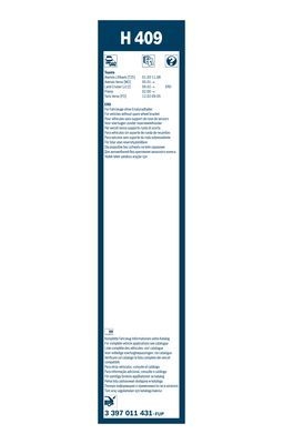 Stergator luneta twin rear h409 , lungime 400 mm, standard