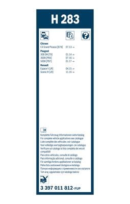 Stergator luneta rear h283 , lungime 280 mm, standard