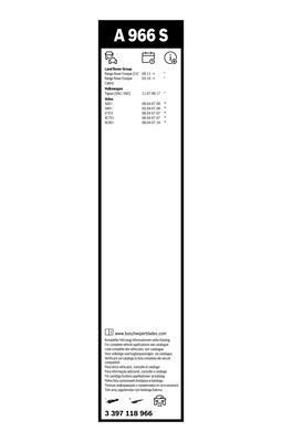 Set stergatoare aerotwin a966s , lungime 600 mm, 530 mm, fara carcasa, pentru vehicule cu volan pe stanga
