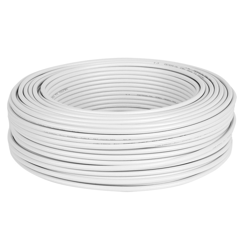 Cablu coaxial tri-shield, conductor 1.1 mm, miez cupru, , lungime 100 metri, alb