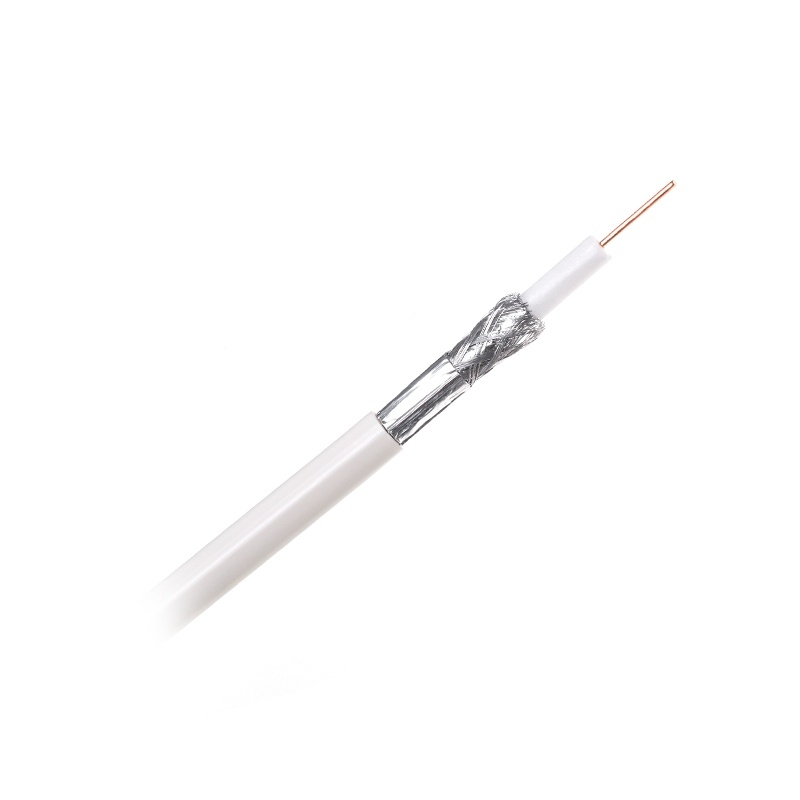 Cablu coaxial tri-shield, conductor 1.1 mm, miez cupru, , lungime 100 metri, alb