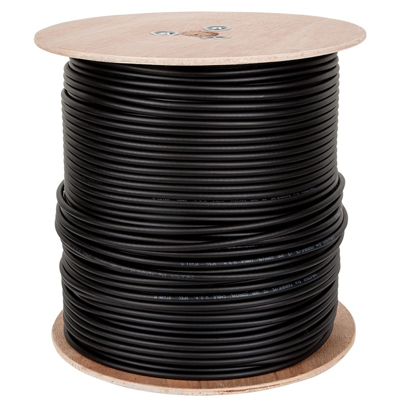 Cablu coaxial f690bv + gel, conductor 1.1 mm, cupru, , negru, tambur, lungime 305 metri