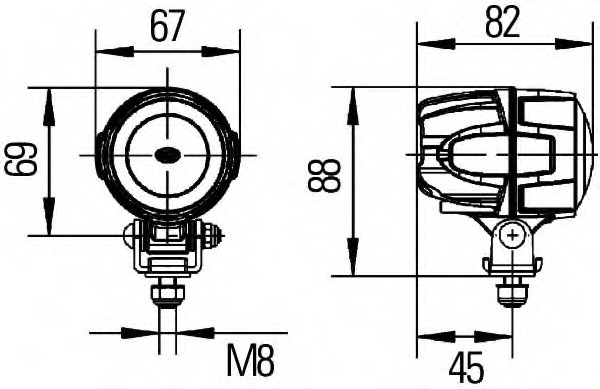 Proiector auto led , rotund, diametru 67 mm, 12/24v, 15 w, lungime cablu 2500 mm, 6500 k