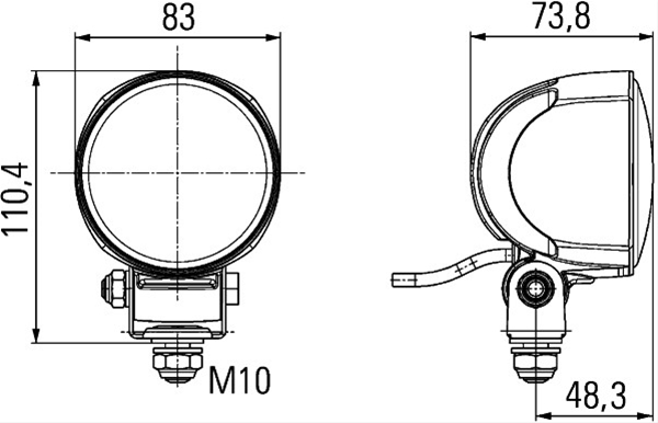 Proiector auto led , rotund, diametru 83 mm, 12/24v, 30 w, lungime cablu 2000 mm, 6500 k