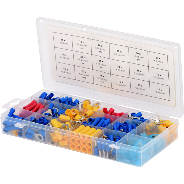 Set 360 conectori electrici , rosu 0.5-1.5 mmp, albastru 1.5-2.5 mmp, galben 2.5-6.0 mmp, cutie plastic