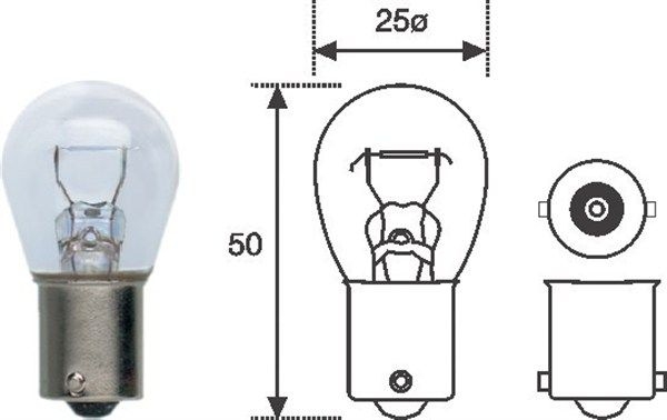 Bec auto semnalizator , p21w, tensiune 12v, putere 21w, filament simplu, ba15s