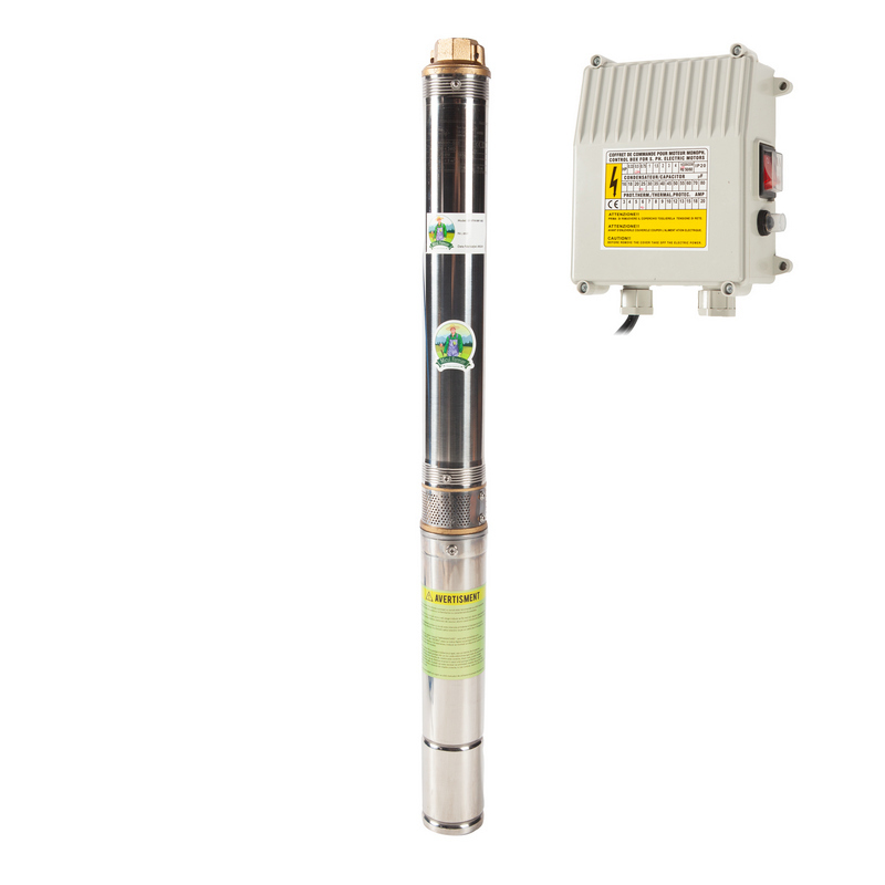 Pompa submersibila tip tun , 75qjd 1.8-54/15-0.55, 2850 rpm, temperatura 35 grade, 750 w, adancime 30 m, rosu, panou comanda