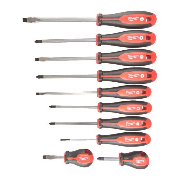 Set 10 surubelnite cu maner cu trei-fete tri-lobe , 2 x pozidrive, 5 x drepte, 3 x phillips