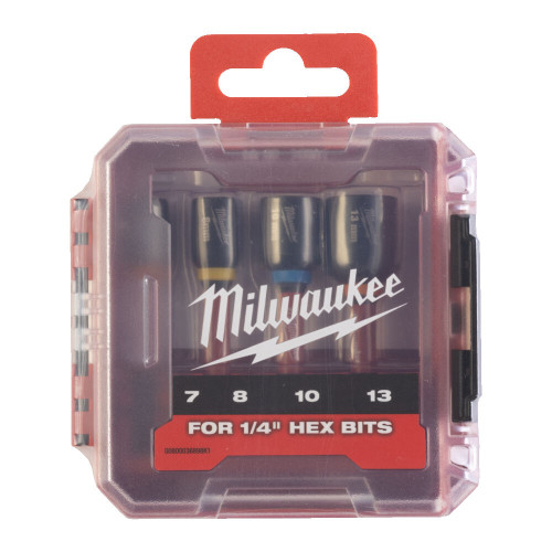Set 4 chei tubulare magnetice, cu coada, shockwave impact duty , hex 1/4 inch, 8-13 mm