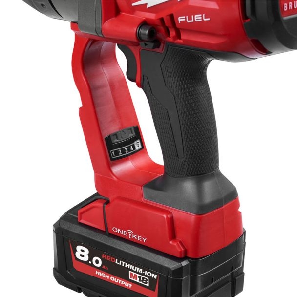 Cheie de impact m18onefhiwf1-802x , 2 x li-ion 18 v, 8 ah, cu inel de fixare 1 inch, cuplu maxim 2400 nm