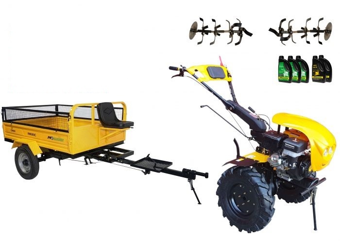 Pachet motocultor campo 1803 , benzina, euro 5, 18 cp, 2+1 trepte, remorca 600 kg, ulei motor si transmisie incluse