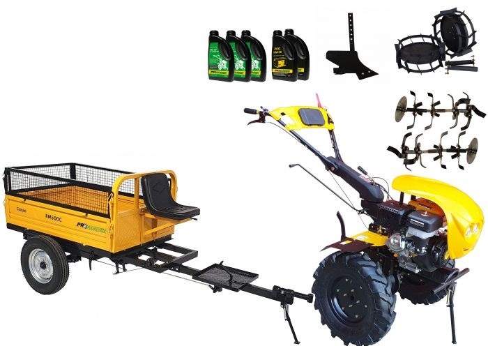 Pachet motocultor campo 1803 , benzina, euro 5, 18 cp, 2+1 trepte, remorca 500 kg, accesorii, ulei motor si transmisie incluse