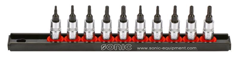 Set 10 biti cu soclu tubular , profil torx tamper, prindere 1/4 inch, dimensiuni t8h-t50h