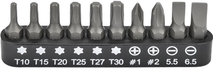 Set 10 biti insurubare , profil torx, phillips, drept, prindere 1/4 inch