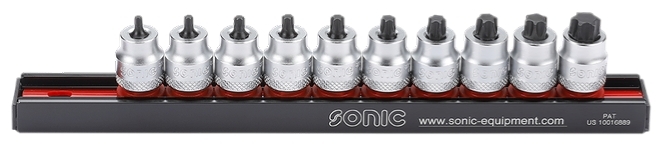 Set 10 biti cu soclu tubular , profil torx, prindere 3/8 inch, dimensiuni t10, t15, t20, t25, t27, t30, t40, t45, t50, t55
