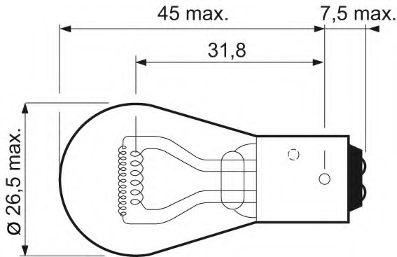 Bec auto lampa frana / lampa spate p21/4w 12v 21/4w baz15d, essential