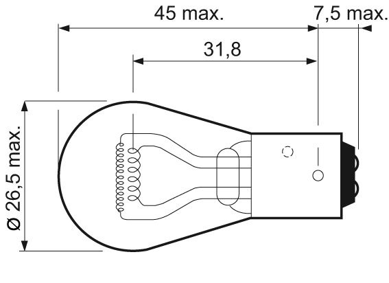 Bec auto lampa frana / lampa spate p21/4w 12v 21/4w baz15d, essential