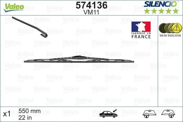 Lamela stergator parbriz silencio , lungime 550 mm, standard, stergator arcuit