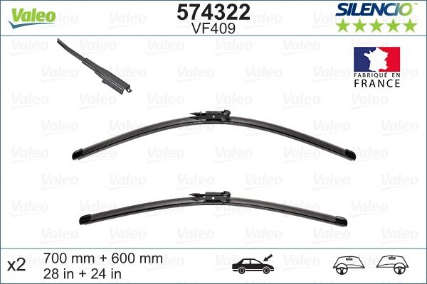 Set stergatoare parbriz silencio x.trm flat blade set , lungime 700 mm, 600 mm, fara carcasa, cu spoiler