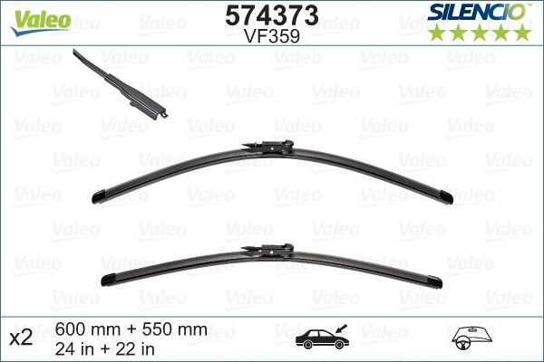 Set stergatoare parbriz silencio flat blade , lungime 600 mm, 550 mm, lama stergator lata
