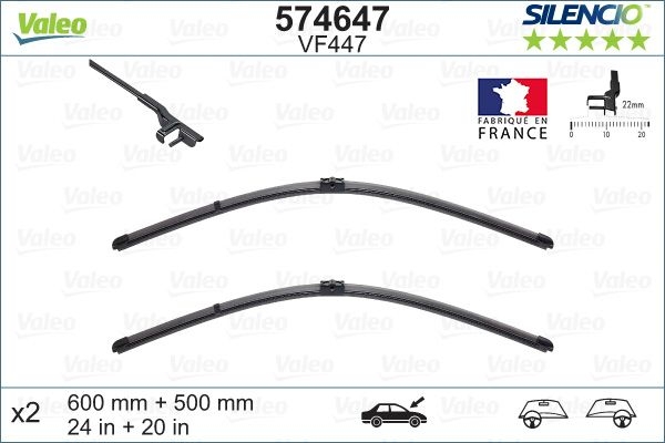Set stergatoare parbriz silencio x.trm flat blade set , lungime 600 mm, 500 mm, fara carcasa, cu spoiler