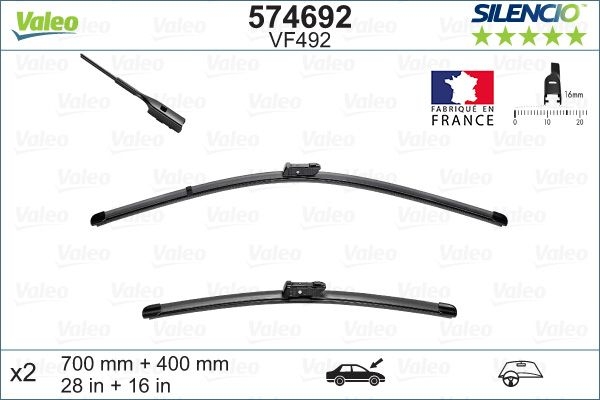 Set stergatoare parbriz silencio x.trm flat blade set , lungime 700 mm, 400 mm, fara carcasa, cu spoiler