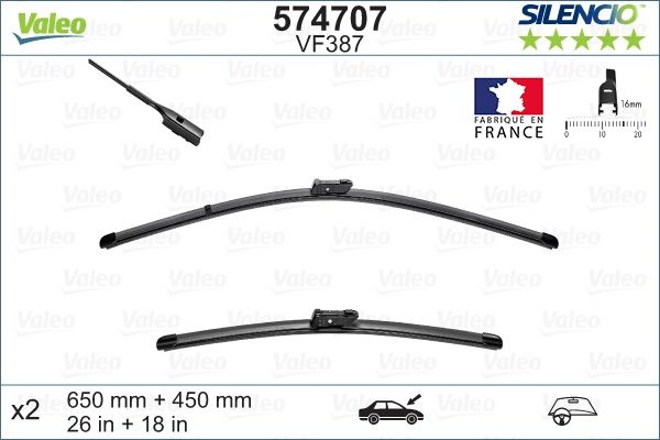 Set stergatoare parbriz silencio x.trm flat blade set , lungime 650 mm, 450 mm, fara carcasa, cu spoiler