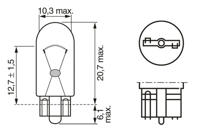 Bec auto iluminare numar circulatie w5w 12v 5w w2.1x9.5d eco ws