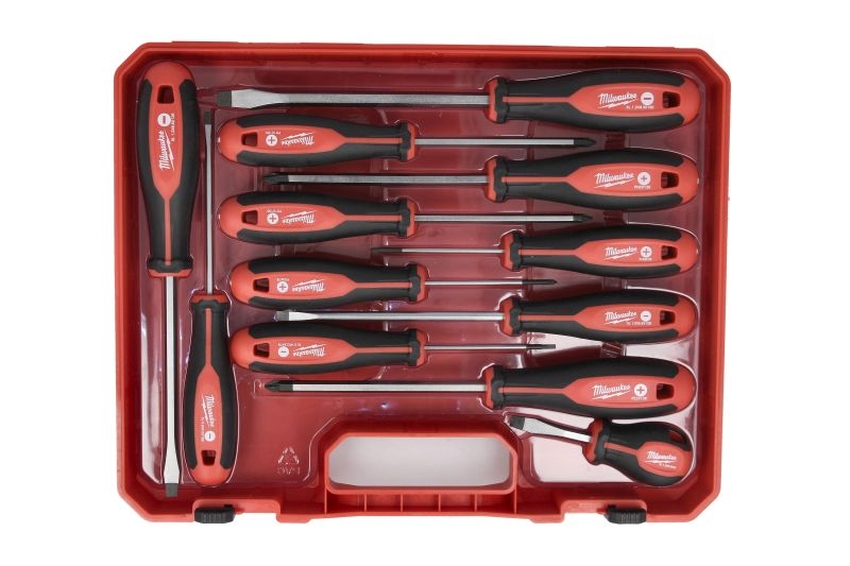 Set 12 surubelnite cu maner cu trei-fete tri-lobe , 3 x pozidrive, 6 x drepte, 3 x phillips
