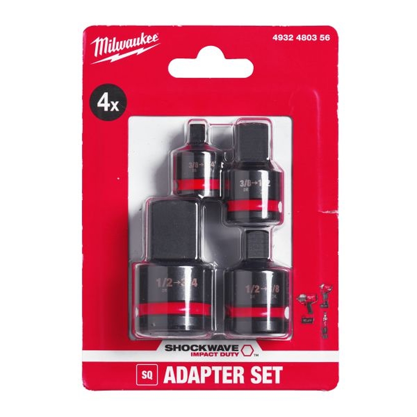 Set 4 adaptoare de impact , patrat int 3/8 - ext 1/4, patrat int 3/8 - ext 1/2, patrat int 1/2 - ext 3/8, patrat int 1/2 - ext 3/4